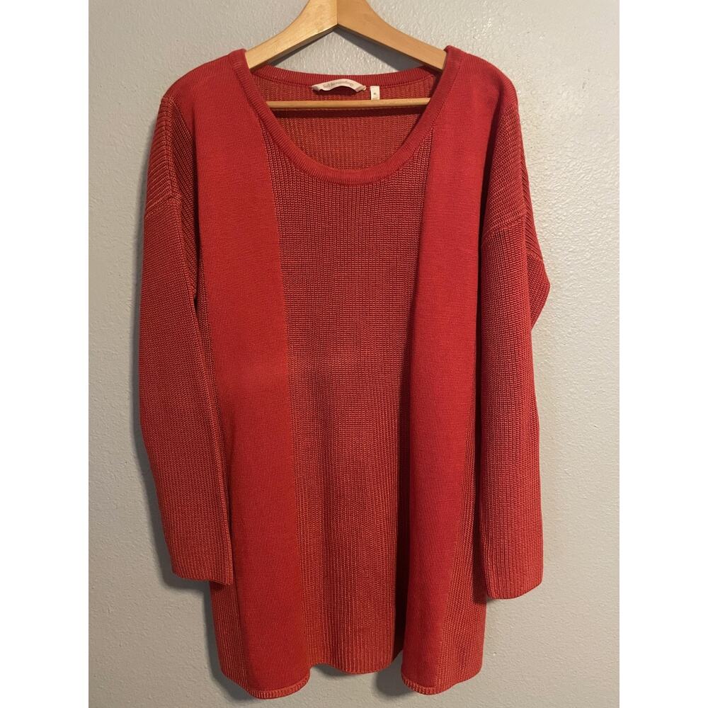 Soft Surroundings Sweater Tunic Womens XL Red Ribbed Knit Scoop Neck Lagenlook